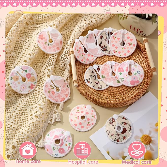 Threlaco 48 Pcs Gtube Button Covers Feeding Tube Pads Holder Abdominal Reusable Accessories Peg Tube Soft Absorbent Breast Feeding Pads Breastfeeding Support Nursing Care Stay Dry(Flower)