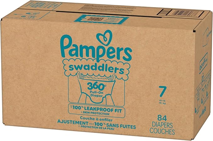 Pampers Swaddlers 360 Pull-On Diapers, Size 7, 84 Count for up to 100% Leakproof Skin Protection and Easy Changes