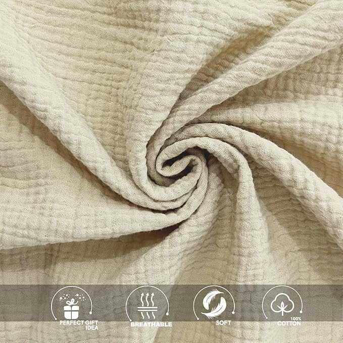 Ultra Soft Muslin Nursing Pillow Cover,Organic Cotton Nursing Cover for Breastfeeding, Fits Original Nursing Supports (Beige)