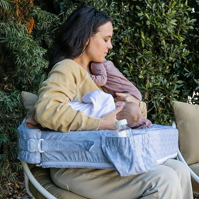My Brest Friend Twin Nursing Pillow - Enhanced Comfort with Slipcover - Ergonomic Breastfeeding Pillow for Ultimate Support - Adjustable Nursing Pillow with Handy Side Pocket, Horizon
