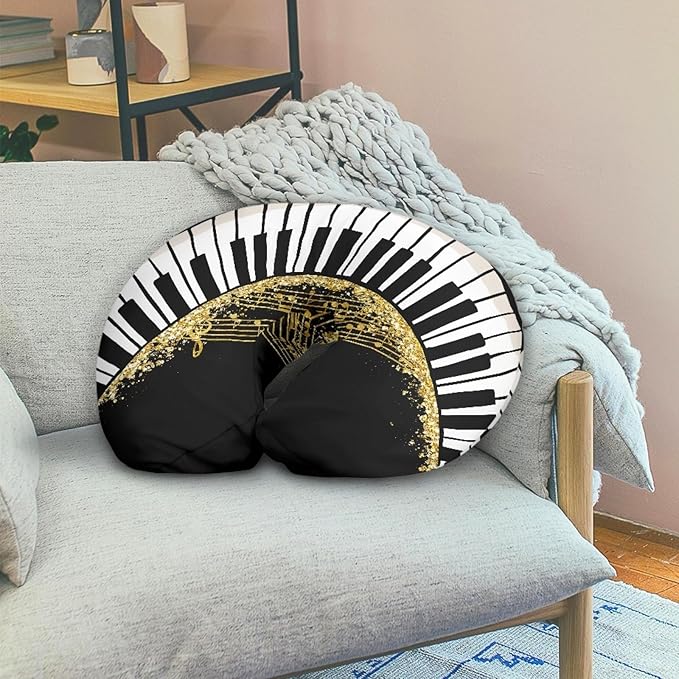 Forchrinse White Music Piano Nursing Pillow Cover for Baby Boys Girls,Soft Breastfeeding Pillow Cover Infant Feeding Cushion Cover Washable