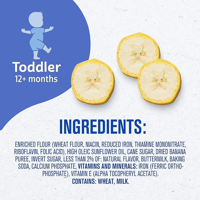 Gerber Toddler Snacks, Banana Cookies, Toddler Cookies, 10% DV Iron & Vitamin E, Finger Foods, Snacks for Toddlers