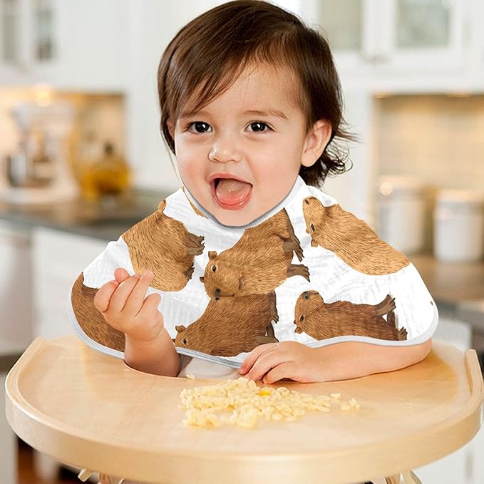 Capybara Cute Burp Cloths Baby Boys Girls Absorbent Soft Cotton Burping Cloths Rags 2 Pack