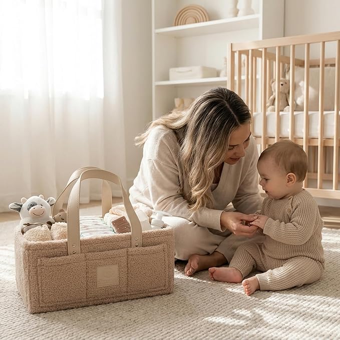 Baby Diaper Caddy Organizer–Includes Toiletry Bag, Baby Essentials, Nursery Storage Basket, Portable Diaper Organizer, Newborn Essentials & Baby Registry Must Have