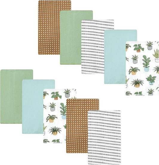 Luvable Friends Hudson Baby Flannel Burp Cloths 10pk, Botanical Plants
