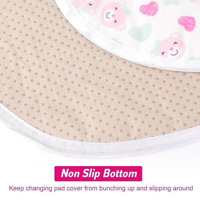 4 Packs Peanut Changing Pad Cover, 4-Layer Thickened Changing Pad Liner Waterproof Absorbent Non-Slip Reusable, Fits in Peanut Shaped Changing Pads (Pink)