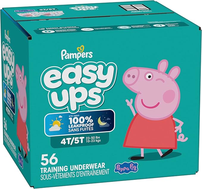 Pampers Training Pants - Easy Ups Girls & Boys - Size 4T-5T, 56 Count, Peppa Pig Potty Underwear (Packaging May Vary)
