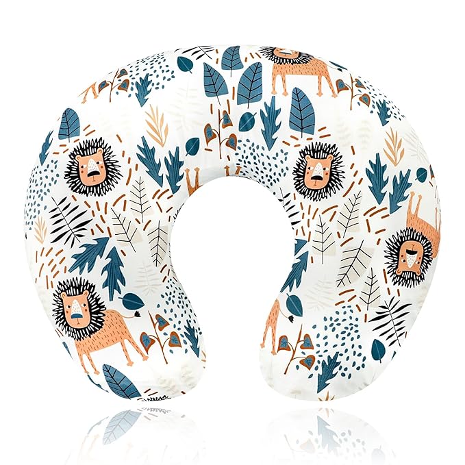 SWESEN Nursing Pillow Cover, Lion Breastfeeding Pillows Covers, Snug Fits Nursing Pillow Slipcovers for Boys Girls, Ultra Soft and Stretchy, Animal