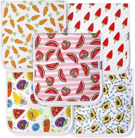 KiddyStar 5-Pack Burp Cloths – Organic Cotton, Soft, Large & Absorbent 3-Layer Towels for Newborns – Essential for Feeding & Spit-Up