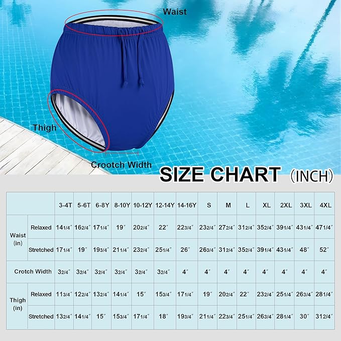 Special Needs Reusable Swim Diaper – Waterproof & Leakproof Incontinence Swimwear for Toddler, Youth & Adult, Unisex Cloth Diaper Cover (Royal Blue, 3XL)