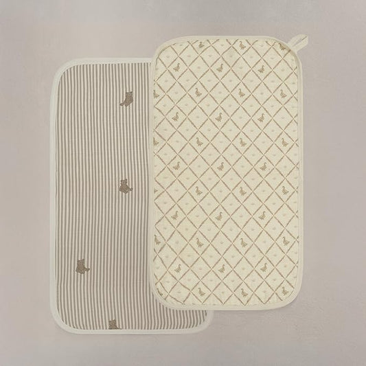 Oilo Burp Cloth 2 Pack Set, Large (12" X 22"), 8-Layer Premium Organic Cotton Muslin, Luxuriously Soft, Absorbent, & Durable, Machine Wash, Bear & Butter Yellow Duck