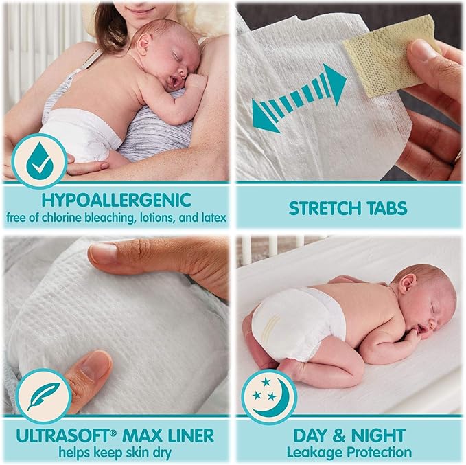HAO M Mark Premium Baby Diapers - Size 2 (12-18 lbs) 196 Count W/Moist Towelettes