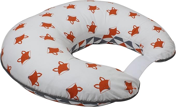 Bacati - Playful Fox Orange/Grey Nursing Pillow Cover Ultra-Soft 100% Cotton Fabric in a Fashionable Two-Sided Design, Fits All Hugster Nursing Pillows and Positioners (Nursing Pillow Cover ONLY)
