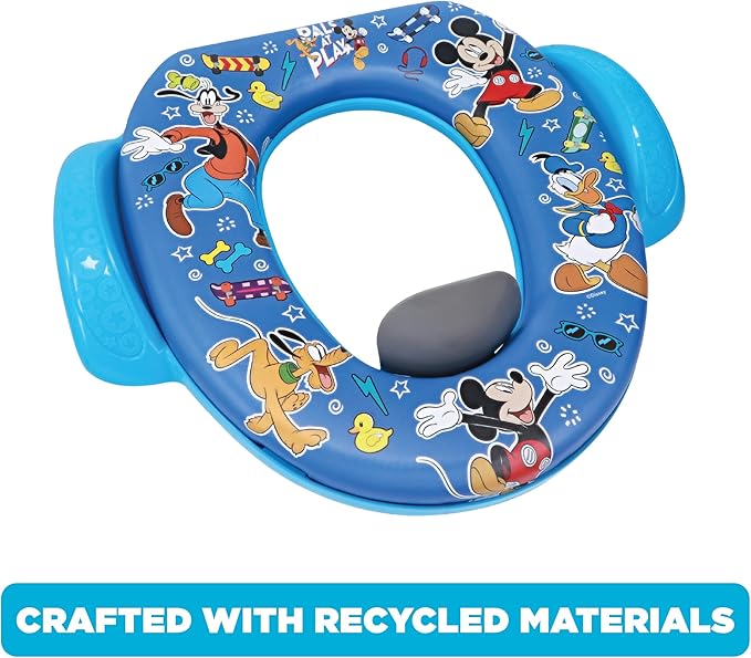 Disney Mickey Mouse "Pals at Play" Soft Potty Seat and Potty Training Seat - Soft Cushion, Baby Potty Training, Safe, Easy to Clean