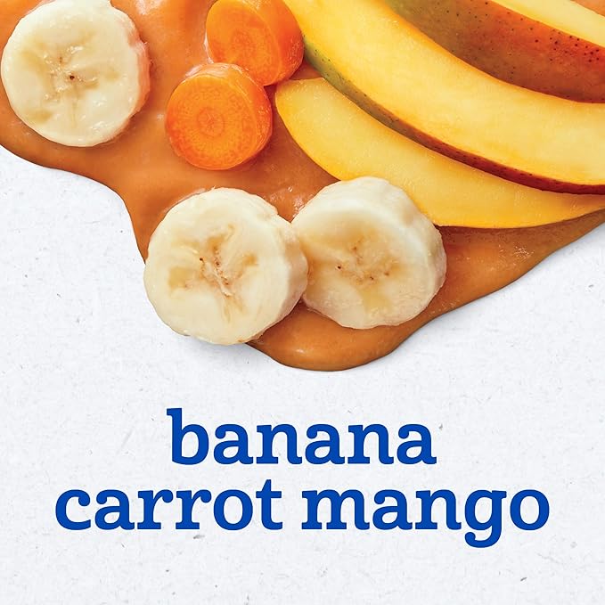 Gerber Stage 2 Baby Food, Banana Carrot Mango Puree Tubs, No Artificial Colors or Flavors, Baby Puree, 16-Pack