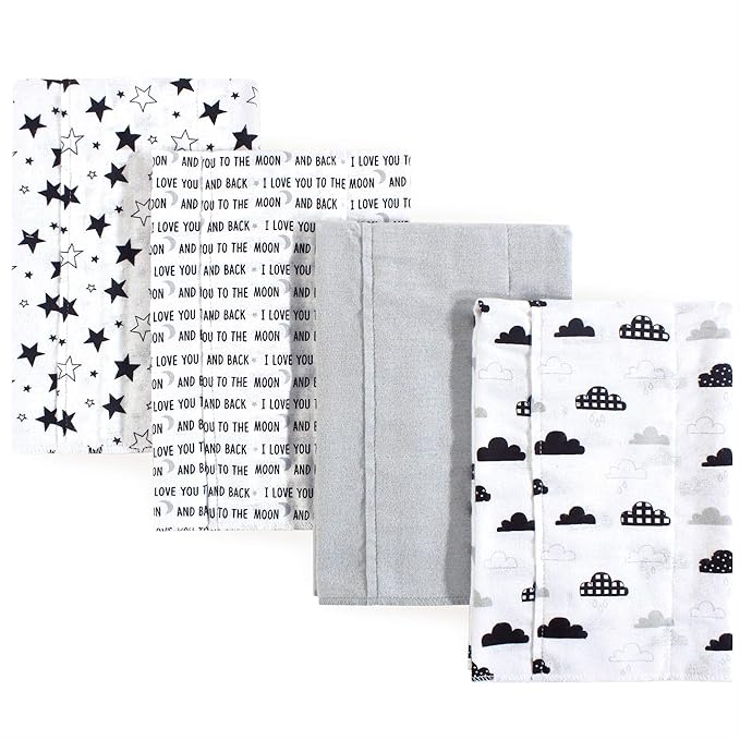 Hudson Baby Unisex Baby Cotton Flannel Burp Cloths, Moon And Back, One Size