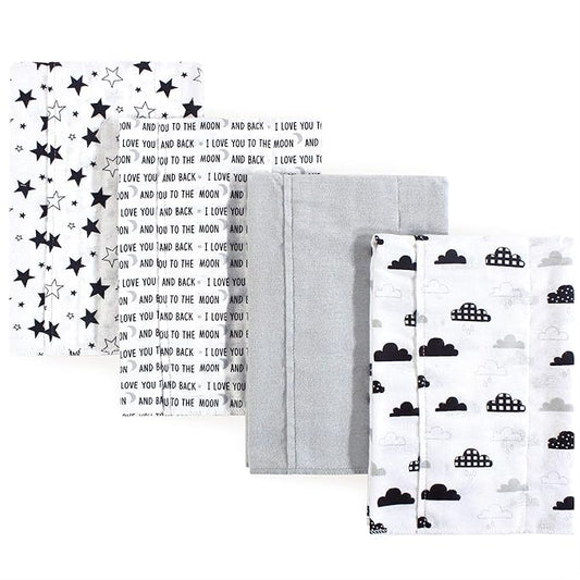 Hudson Baby Unisex Baby Cotton Flannel Burp Cloths, Moon And Back, One Size