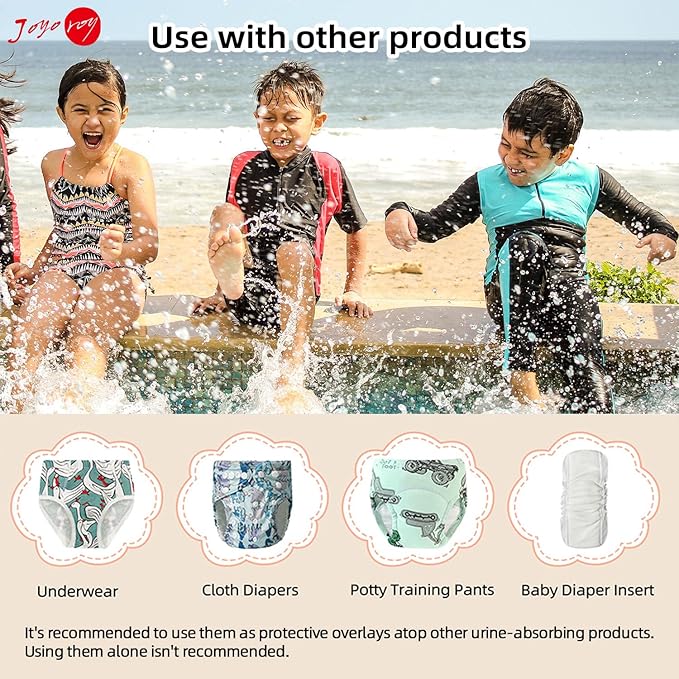 Joyo roy 4Pcs White Diaper Covers for Girls Training Pants Boys Cloth Diaper Cover for Swimming Rubber Training Pants for Toddlers Plastic Underwear for Potty Training Waterproof Rubber Underwear 5T