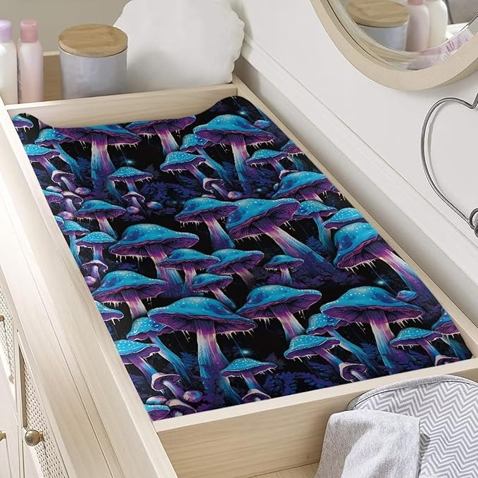 Murshroom Trippy Baby Changing Pad Cover Infant Newborn Diaper Table Change Mat Sheet Cover Cattle Floral Changing Table Covers for Boys Girls