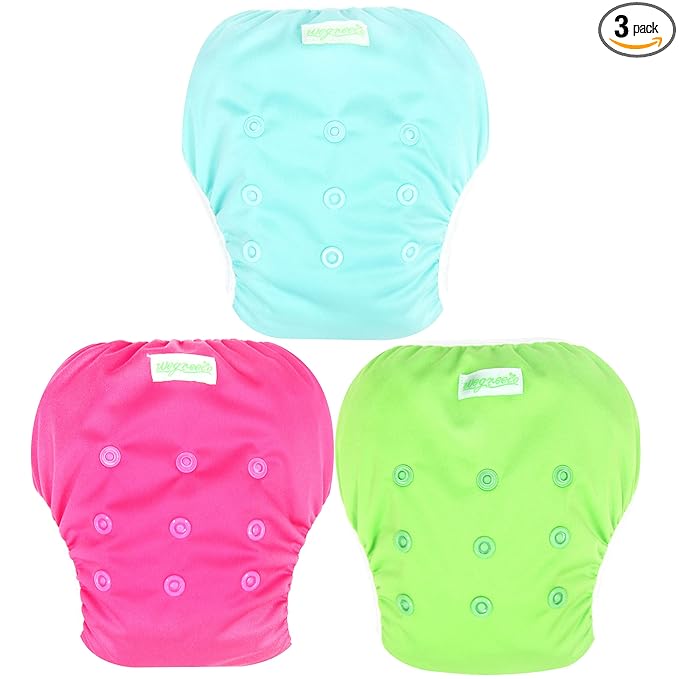wegreeco Baby & Toddler Snap One Size Adjustable Reusable Baby Swim Diaper (Fresh, Small, 3 Pack)
