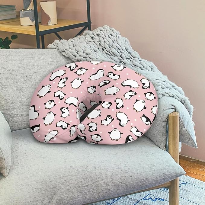 Cartoon Penguin Baby Breastfeeding Pillow Cover Nursing Cover for Newborn Girls Boys Super Soft and Comfortable for Home, 1 Pack