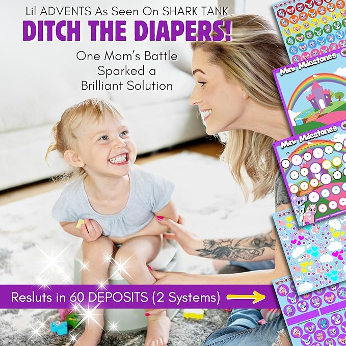17PC Toddler Unicorns Potty Training Chart Behavior Chart for Toddlers, Potty Chart, Toddler Reward Stickers, Reward Chart for Kids, Crown & Activity Board by LIL ADVENTS Mini Milestones + eBook