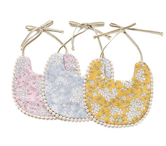 Baby Bib for Girls,Reversible Waterproof Handmade Natural Cotton Baby Drool Bib 0-12 Months 3 Pack