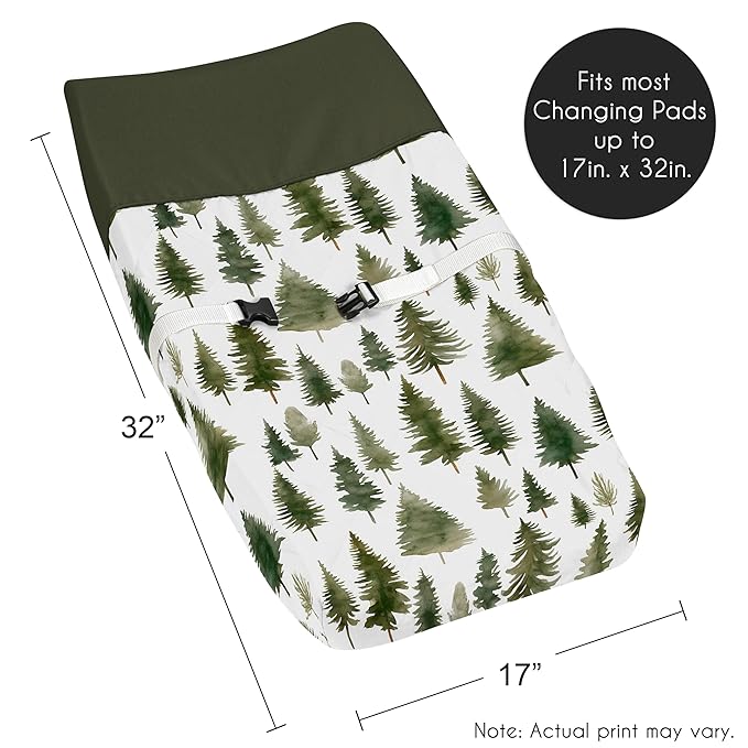 Sweet Jojo Designs Sage Green Woodland Boy Girl Gender Neutral Unisex Baby Changing Pad Cover Infant Newborn Diaper Table Change Mat Sheet Forest Themed Nature Pine Tree Hunter Abstract Watercolor
