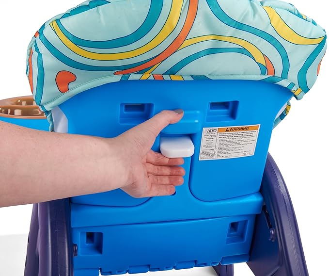 Badger Basket Envee II Convertible Baby High Chair with Infant Feeding Seat, Booster Seat, and Toddler Desk with Chair - Blue/Orange
