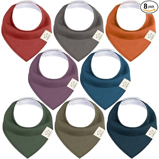 KeaBabies 8-Pack Organic Baby Bandana Bibs for Boys, Girls - Super Absorbent Triangle Baby Bibs for Drooling and Teething Infant, 100% Cotton Extra Soft for Newborn, Infant 0-36 Months (Thunder)