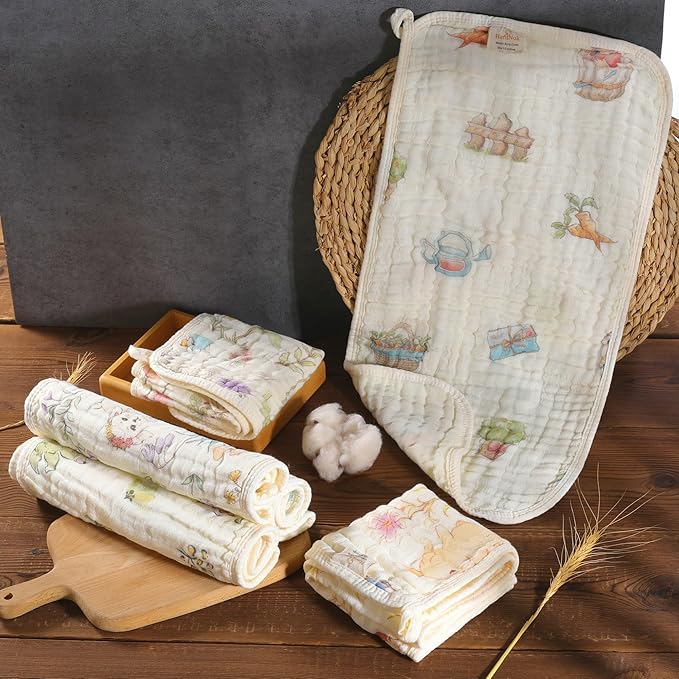 Ultra-Soft & Absorbent Muslin Baby Burp Cloths - 6-Pack, 20x10 Inches - Ideal for Gentle Burping Sessions with Baby Boys & Girls, Unisex Design, Perfect