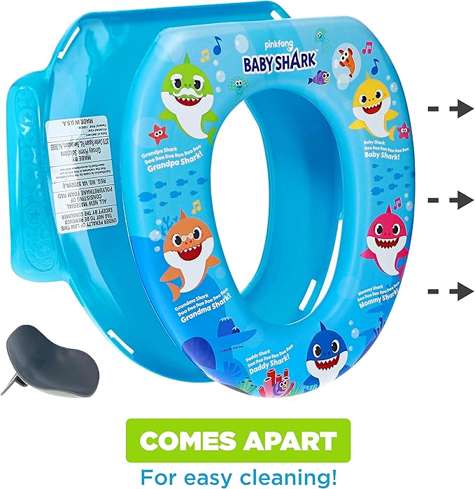 Pinkfong Baby Shark 2 Piece Essential Potty Training Set - Soft Cushion, Baby Potty Training, Safe, Easy to Clean, Step Stool