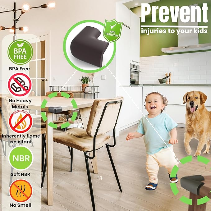 Soft Foam Corner Protectors for Baby, Bed Frame Corner Guards, Sharp Edge Desk Furniture Safety Cover Bumpers for Kids, 3M Adhesive Pre-Taped Rubber Padding Cushion (Black, 4 Pack)