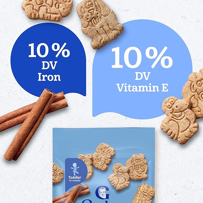 Gerber Snacks for Toddler Animal Crackers, Cinnamon Graham, Toddler Snack Baked with Whole Grains & Non-GMO Ingredients, 6 Ounce Resealable Pouch Each (Pack of 5)