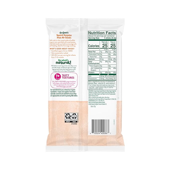 Little Bellies Organic Banana Pick-Me Sticks Baby Snack (Pack of 5 x 0.56 oz Individual Packs)