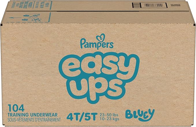 Pampers Training Pants - Easy Ups Boys & Girls Bluey - Size 4T-5T, 104 Count, Children's Potty Underwear (Packaging May Vary)