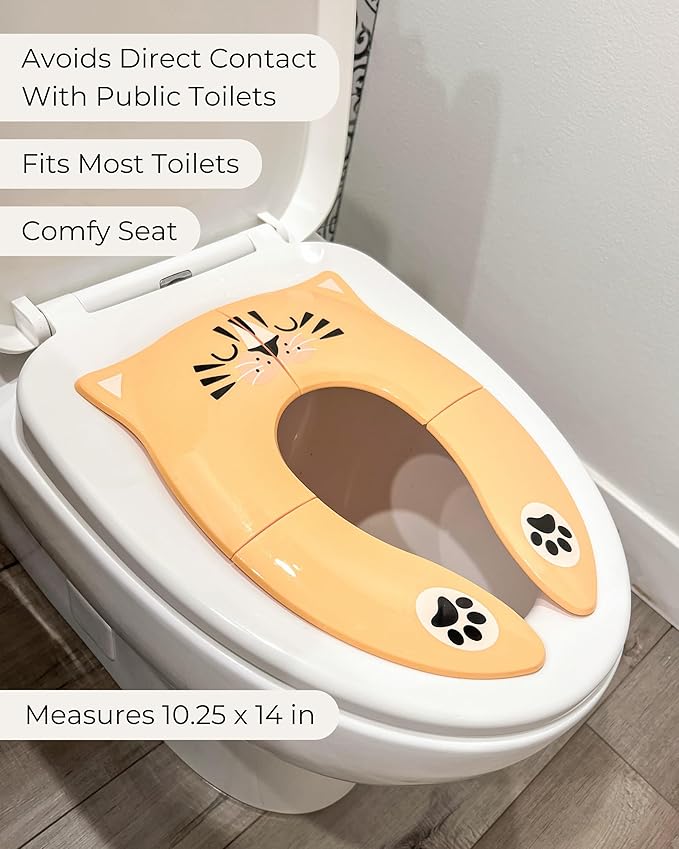 Hippypotamus Travel Potty Seat for Toddler - Folding Potty Training Seat - Portable Toilet Seat Cover for Baby & Kids (ORANGE Tiger)