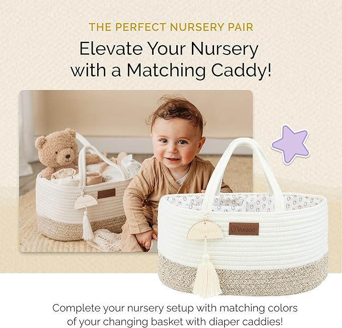 Yunioo Baby Changing Basket, Portable Diaper Changing Pad, Moses Basket for Newborns, Changing Table Topper for Baby Nursery, Waterproof Travel Pad Cover