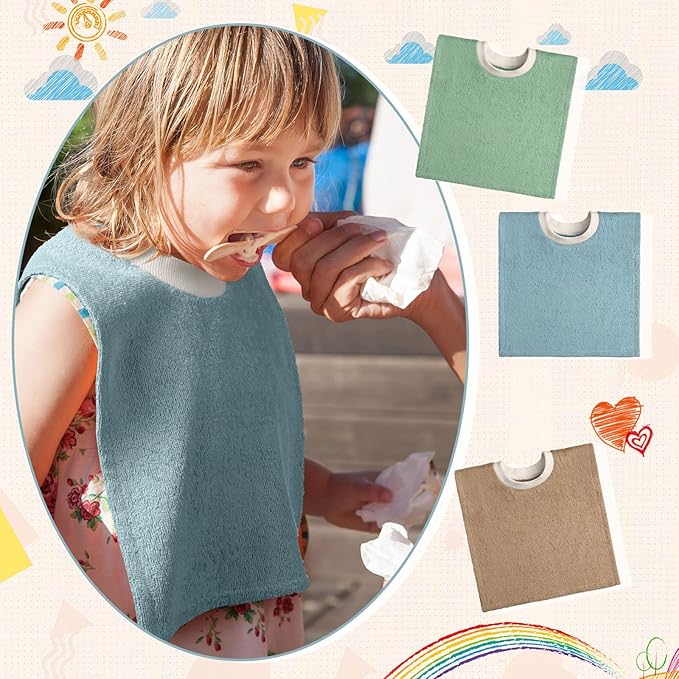 Foaincore 6 Pcs Pullover Baby Bibs Cotton Terry Toddler Absorbent Infant for Feeding and Drooling Towel Bib (Fresh Color)