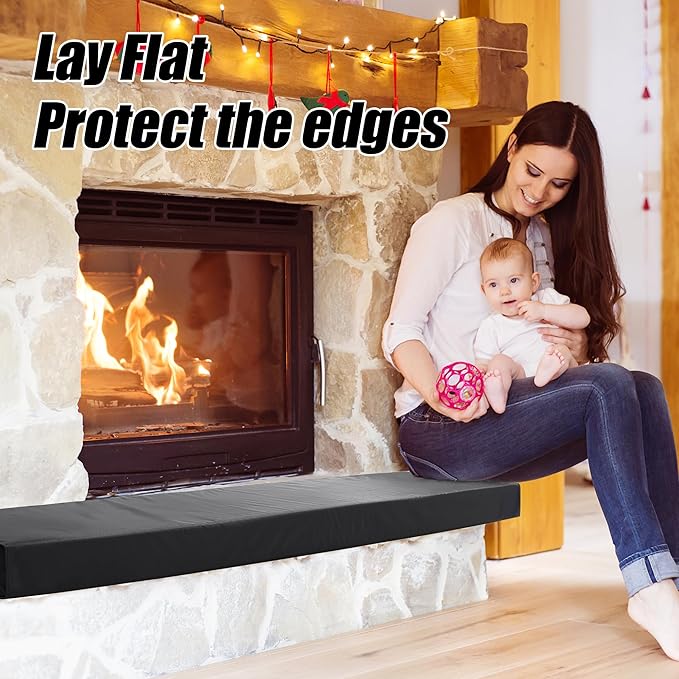 MABOZOO 2-Inch Thick Hearth Cushions for Fireplaces, Fireplace Baby Proofing Seat Edge Cushion with Removable Fireproof Cover, Sponge Fireplace Mat for Children Proofing