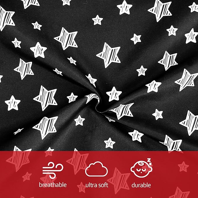 Nursing Pillow Cover for Baby Snug Fits Boppy Nursing Pillows, Super Soft, for Breastfeeding Moms, Black Star
