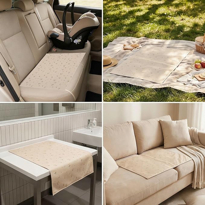 Vegan Leather Baby Changing Mat - Wipeable Portable Changing Pad, Foldable Travel Changing Mat for Baby, Newborns Toddlers Shower Gifts (Flower,20"*28")