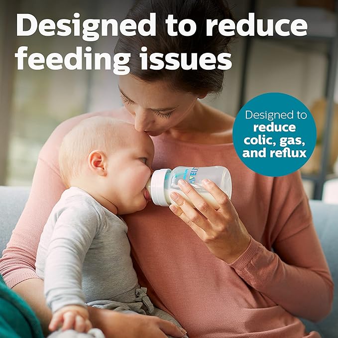 Philips Avent Anti-Colic Baby Bottle with Airfree Vent, 9Oz, Scy703/91, 1Pk, Clear, Scy703/91