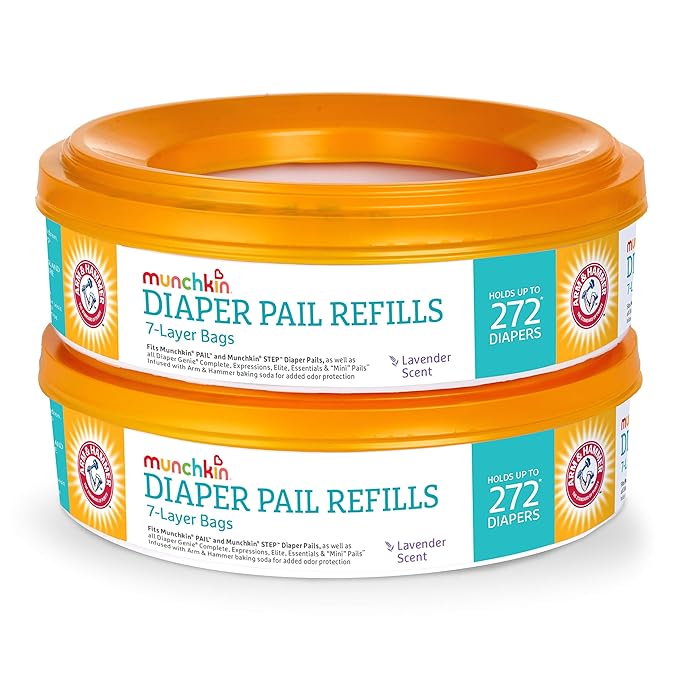 Munchkin® Refill Set for STEP™ and PAIL™ Diaper Pails - Includes 6 Snap, Seal & Toss™ Refill Bags and 2 Refill Rings