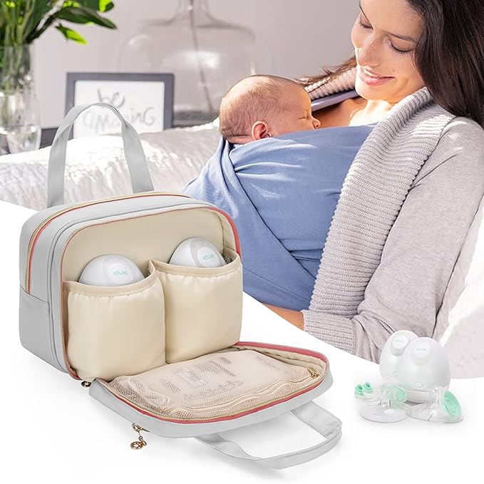 Damero Wearable Breast Pump Bag Compatible with Elvie, Willow and Momcozy Breast Pumps, Carrying Bag Case for Most Wearable Pumps, Bottles, Parts and Ice Pack, Patent Design