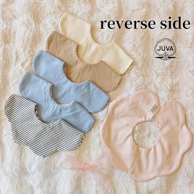 JUVA 6-Pack Organic Cotton Baby Bibs, Absorbent & Reversible, 360° Rotating Drool Bibs for Boys & Girls 0-24M
