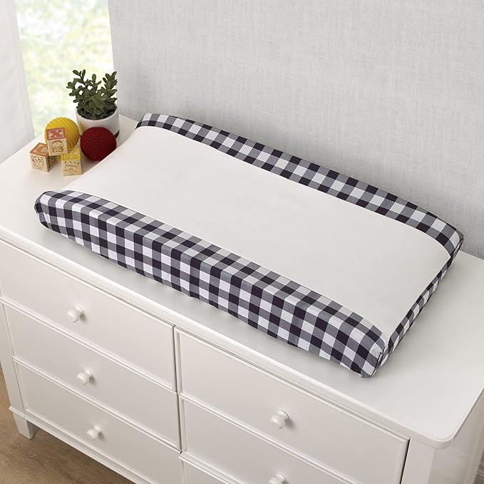 NoJo Into the Wilderness Navy and White Check Super Soft Changing Pad Cover
