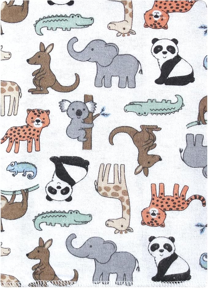 Hudson Baby Unisex Baby Cotton Flannel Burp Cloths Bundle, Zoo Animals, One Size