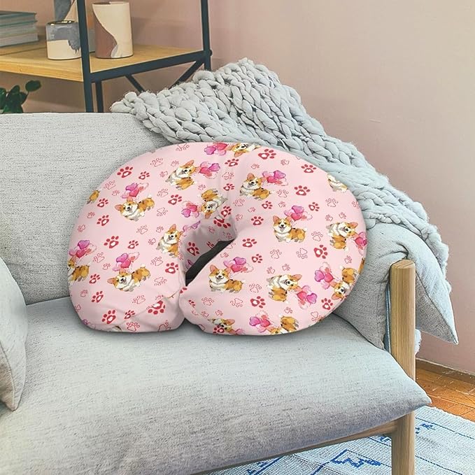 Jeiento Love Heart Corgi Dog Nursing Pillow Cover Quick Day Fabric Covers Soft Comfortable Breastfeeding Pillow Slipcovers Machine Washable