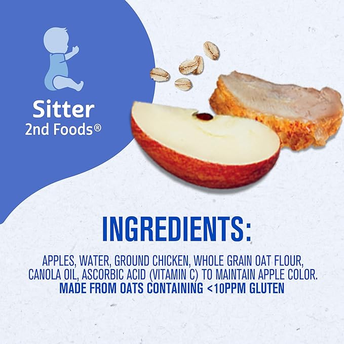 Gerber Stage 2 Baby Food, Apple Chicken, 4 oz Tub (16 Pack)